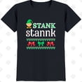 thumbnail image 1 of Black Christmas T-Shirt with Design 'STANK' & Bows, 1 of 5