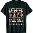 thumbnail image 1 of Black Christmas T-Shirt with Snowflakes Candy Canes & Trees MILYICH TOO8 MINERS Design, 1 of 5