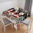 thumbnail image 1 of Black Christmas Table Cloth Waterproof Tablecloths, Gnomes Xmas Tree Poinsettia Eucalyptus Tablecloth Dining Table Cover for Kitchen Party Tabletop Outdoor, Square Tablecloth 60x60 Inch, 1 of 9