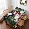 thumbnail image 1 of Black Christmas Table Cloth Waterproof Tablecloths, Snowman Xmas Tree Snowflake Winter Gifts Tablecloth Dining Table Cover for Kitchen Party Tabletop Outdoor, Rectangle Tablecloth 60x102 Inch, 1 of 9