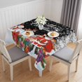 thumbnail image 1 of Black Christmas Table Cloth Waterproof Tablecloths, Xmas Snowman Santa Elk Winter Snowflake Tablecloth Dining Table Cover for Kitchen Party Tabletop Outdoor, Square Tablecloth 54x54 Inch, 1 of 9