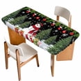 thumbnail image 1 of Black Christmas Table Cloths for 3 Foot Rectangle Tables, Xmas Tree Ball Snowflake Winter Gifts Patio Waterproof Elastic Fitted Tablecloths, Washable Rectangular Table Cover for Camping, 1 of 8