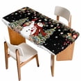 thumbnail image 1 of Black Christmas Table Cloths for 5 Foot Rectangle Tables, Snowman Xmas Tree Ball Snowflake Winter Patio Waterproof Elastic Fitted Tablecloths, Washable Rectangular Table Cover for Camping, 1 of 8