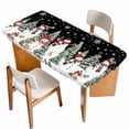 thumbnail image 1 of Black Christmas Table Cloths for 5 Foot Rectangle Tables, Snowman Xmas Tree Snowflake Winter Patio Waterproof Elastic Fitted Tablecloths, Washable Rectangular Table Cover for Camping, 1 of 8