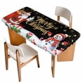 thumbnail image 1 of Black Christmas Table Cloths for 6 Foot Rectangle Tables, Santa Snowman Xmas Gifts Snowflake Winter Patio Waterproof Elastic Fitted Tablecloths, Washable Rectangular Table Cover for Camping, 1 of 8