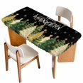 thumbnail image 1 of Black Christmas Table Cloths for 6 Foot Rectangle Tables, Xmas Tree Snowflake Farmhouse Patio Waterproof Elastic Fitted Tablecloths, Washable Rectangular Table Cover for Camping, 1 of 8
