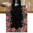 thumbnail image 1 of Black Christmas Table Runner 120 Inches Long Farmhouse Dress Scarves, Xmas Tree Snowflake Poinsettia Dining Tablerunner for Coffee Table/Kitchen Island/Party Décor, 13" x 120", 1 of 8
