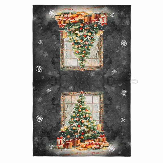 Black Christmas Tree 1 Pack Kitchen Towel, Water Absorbent Dish Towel, Watercolor Xmas Snowflake Decorative Hand Towels - Quick Drying Cloth for Cooking Baking, 18x28 Inch