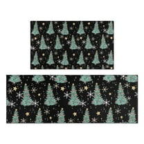 Black Christmas Tree Pattern Kitchen Rugs Sets Of 2,Anti Fatigue Kitchen Mat Rugs Non Slip Washable,Decorative Kitchen Floor Mats for Kitchen,Sink,Laundry,17"x30" 17"x47"