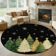 thumbnail image 1 of Black Christmas Tree Round Rug 5ft Washable Circle Kitchen Rugs Non Slip Xmas Tree Winter Snowflake Large Area Rug Indoor Floor Carpet for Bedroom Living Room Home Office Dining Room Nursery, 1 of 8
