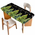 thumbnail image 1 of Black Christmas Tree Table Cloths for 4 Foot Rectangle Tables, Xmas Tree Snowflake Winter Holiday Patio Waterproof Elastic Fitted Tablecloths, Washable Rectangular Table Cover for Camping, 1 of 8