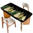 thumbnail image 1 of Black Christmas Tree Table Cloths for 5 Foot Rectangle Tables, Xmas Tree Winter Snowflake Patio Waterproof Elastic Fitted Tablecloths, Washable Rectangular Table Cover for Camping, 1 of 8