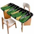 thumbnail image 1 of Black Christmas Tree Table Cloths for 6 Foot Rectangle Tables, Green Golden Xmas Tree Snowflake Winter Patio Waterproof Elastic Fitted Tablecloths, Washable Rectangular Table Cover for Camping, 1 of 8