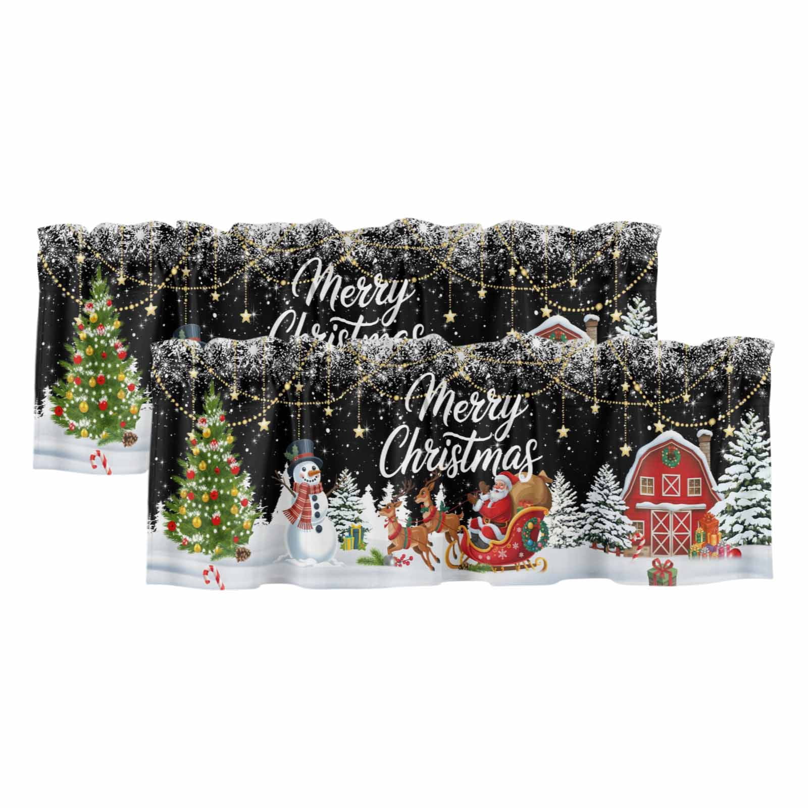 Black Christmas Valances for Windows, Decorative Rod Pocket Window ...