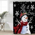 thumbnail image 1 of Black Christmas Waterproof Fabric Shower Curtain, Snowflake Snowman Xmas Birds Berry Shower Curtain for Bathroom Curtains Bathtubs Hotel Washable Shower Curtains with 12 Hooks Small 36x78in, 1 of 6