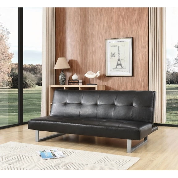 Black Chroma G116-S Sofa Bed: 30" H x 70" W x 34" D, Easily Converts to a Sleeper