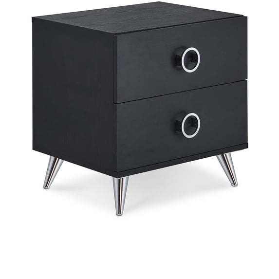 Black Chrome 2 Drawer Nightstand