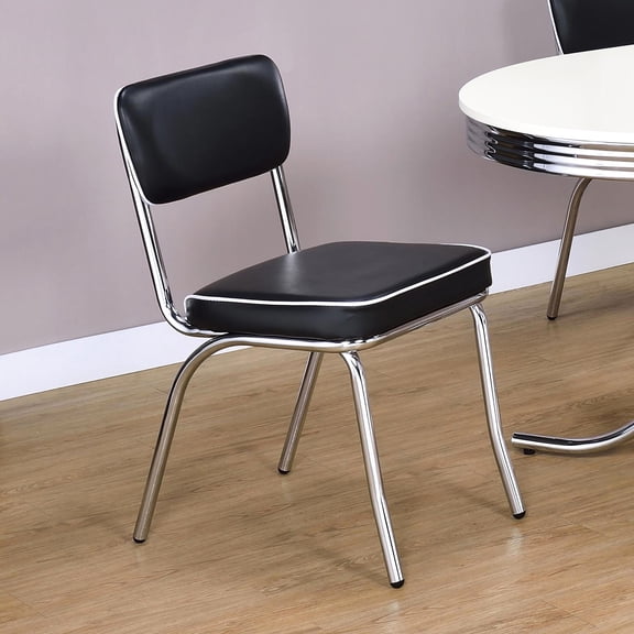 Black Chrome Chairs - Open Back for Air - Dining Use - Breathable Sitting