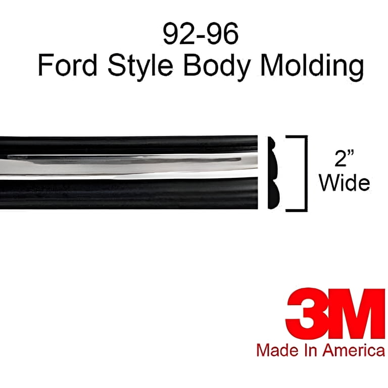 All-Fit Square Body Side Molding Kit For 1992-1997 Ford Trucks & Broncos - OEM Style, 26ft White/Chrome Trim, Easy 3M Tape Install