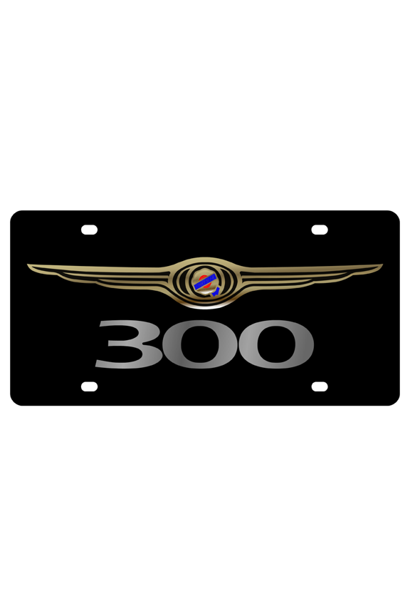Black Chrysler 300 Lazer Tag Etched Logo Premium Acrylic License Plate Licensed