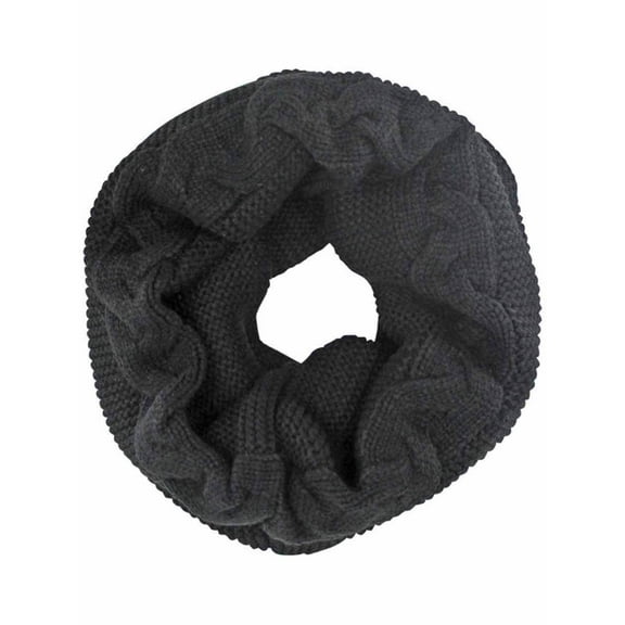 Black Chunky Cable Knit Winter Infinity Scarf