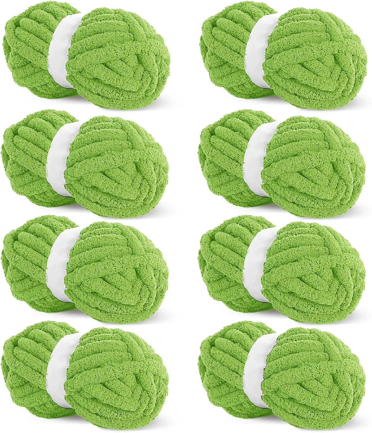 8 Jumbo Pack (27 yds,8 oz Each Skein) Sage Green Chunky Chenille Yarn for Crocheting, Bulky Thick Fluffy Yarn for Knitting,Super Bulky Chunky Yarn for Hand Knitting Blanket, Soft Plush Yarn,
