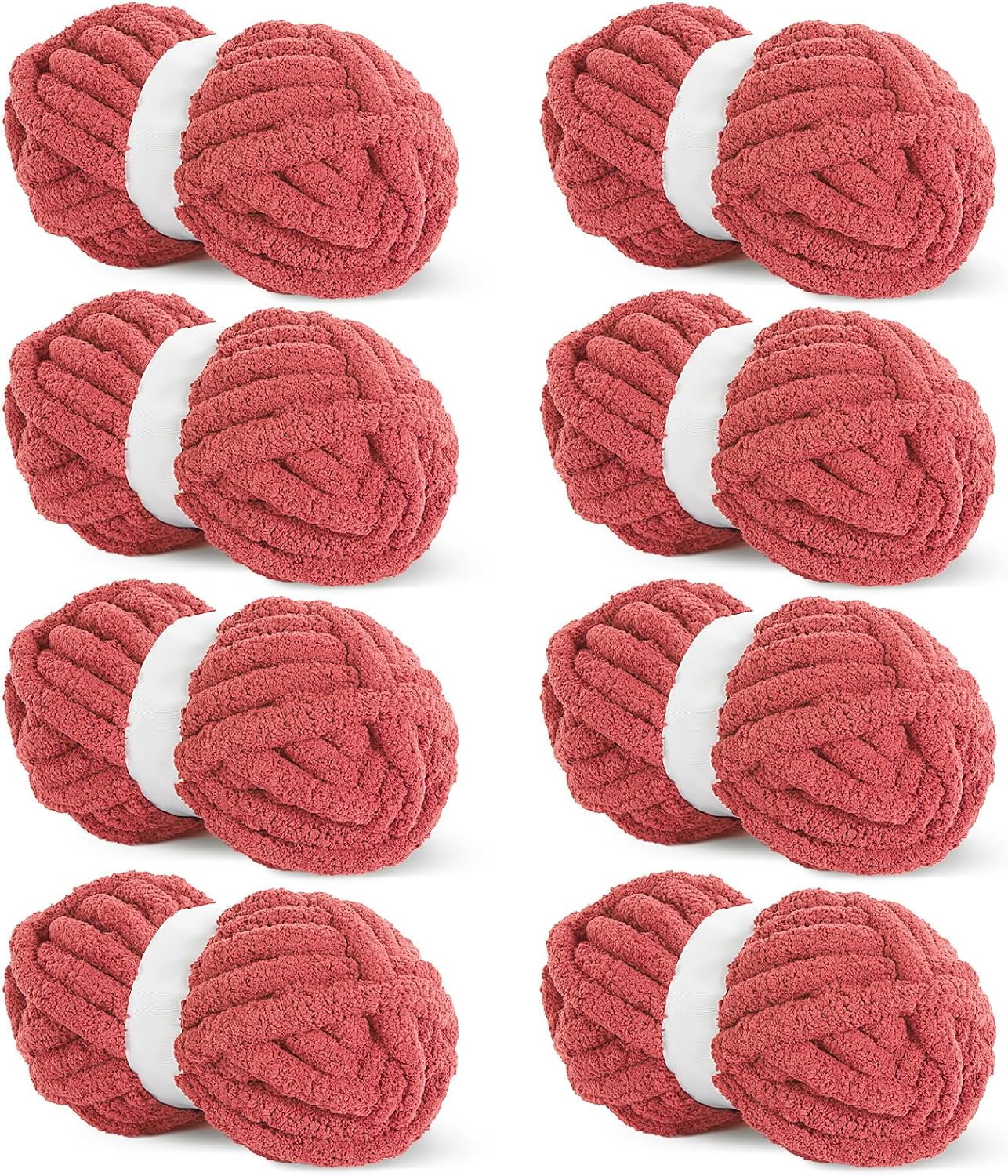 8 Jumbo Pack (27 yds,8 oz Each Skein) Sage Green Chunky Chenille Yarn for Crocheting, Bulky Thick Fluffy Yarn for Knitting,Super Bulky Chunky Yarn for Hand Knitting Blanket, Soft Plush Yarn,