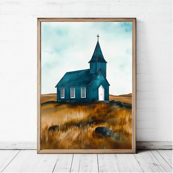 Black Church Budir Iceland Landscape Wall Art Decor Unframed Paper Print