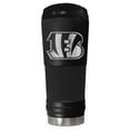 thumbnail image 1 of Cincinnati Bengals 24 ounce vacuum insulated stainless steel tumbler in black powder coat and laser etched team logo, 1 of 3