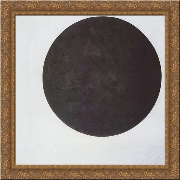 Black Circle 20x20 Gold Ornate Wood Framed Canvas Art by Malevich, Kazimir