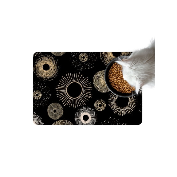 Black Circle Doormat Non Slip Diatomaceous Earth Door Mat Absorbent Quick Dry Soft Washable Entrance Rug for Bathroom Laundry Room 16"x24"