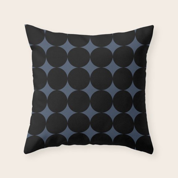 Black Circle Grid on Slate Blue Velvet Throw Pillow Cover, Couch Accent, Cover Only, No Insert