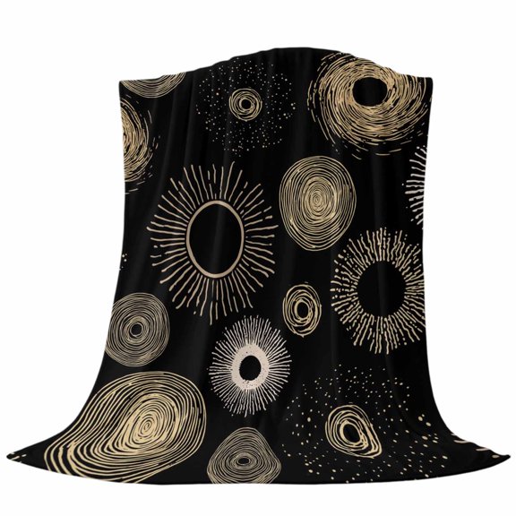 Black Circle Throw Flannel Blanket Lines Modern Abstract Art Modern Super Soft Cozy Bed Blanket, Lightweight Plush Fuzzy Bed Throw for Bedroom Sofa Couch Living Room 30x40In,