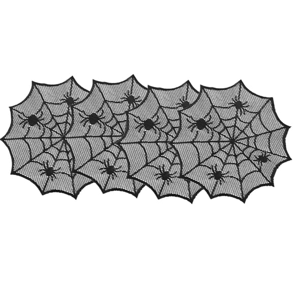 Black Circulars Laces Doily with Spiders Webs Placemat for Couples and Housewarming