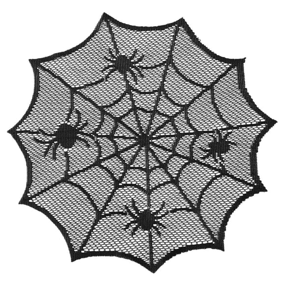 Black Circulars Laces Doily with Spiders Webs Placemat for Couples and Housewarming