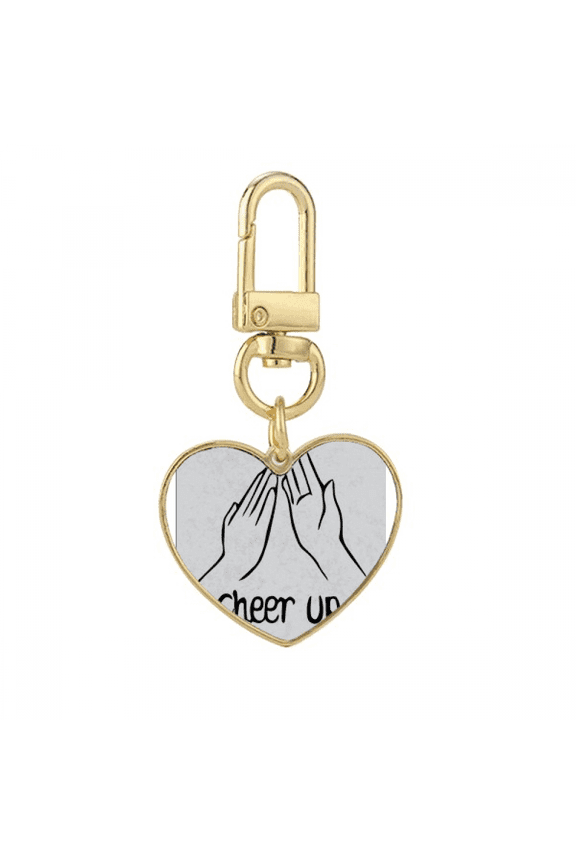 Black Clap Personalized Gesture Gold Heart Keychain Metal Keyring Holder