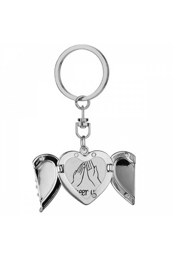 Black Clap Personalized Gesture Heart Angel Wing Key Chain Holder