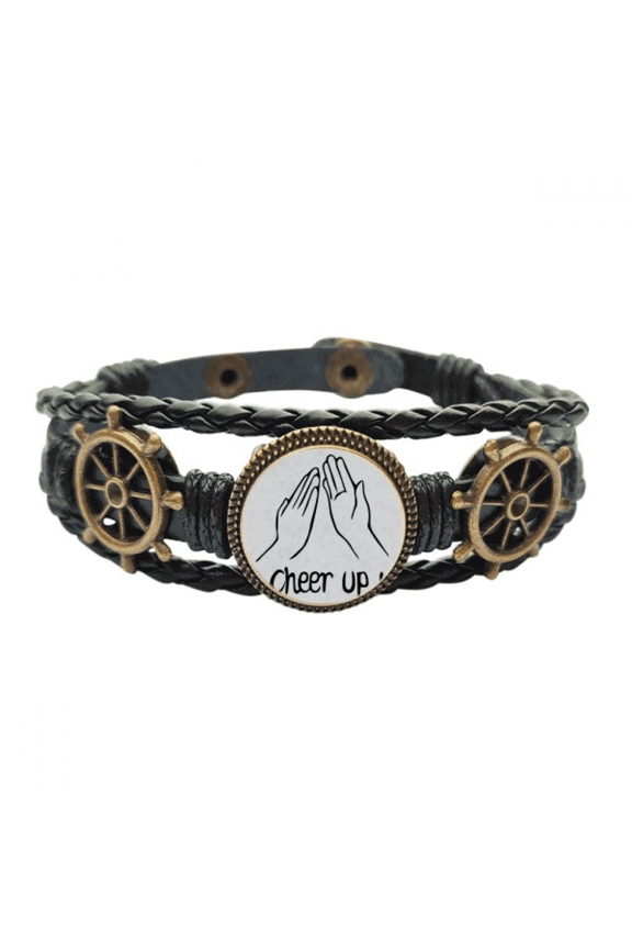 Black Clap Personalized Gesture Leather Braided Ocean Bracelet Wristband