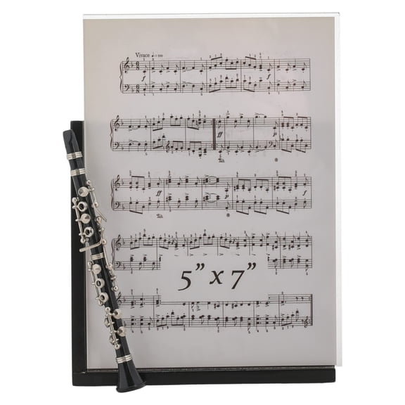 Broadway Gift Co. Black Clarinet and Sheet Music 5.5 inch Acrylic Table Top Picture Frame