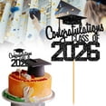 thumbnail image 1 of Black Class of 2026 Glitter Cake Topper–Congratulations Grad with Graduation Cap,1 PCS Commencement Party Decor for High School College Senior Celebration, 1 of 9