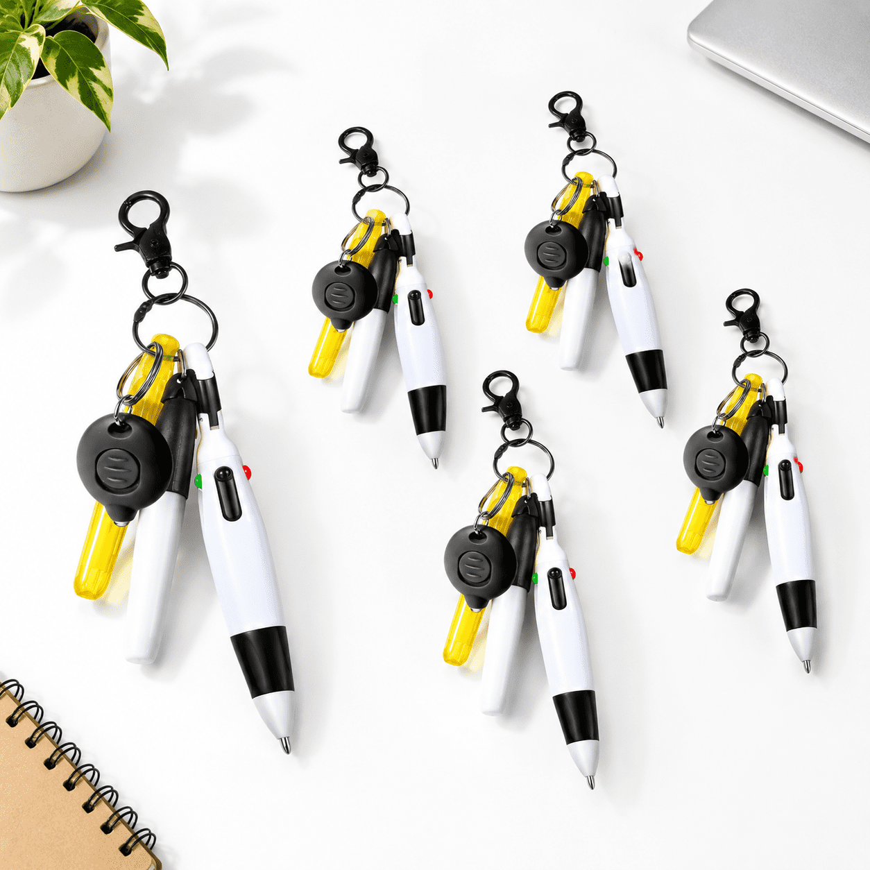 Pen Topper Keychain Black Classic 30-Piece Retractable Badge Pen Keychain Clip Gift Set ...