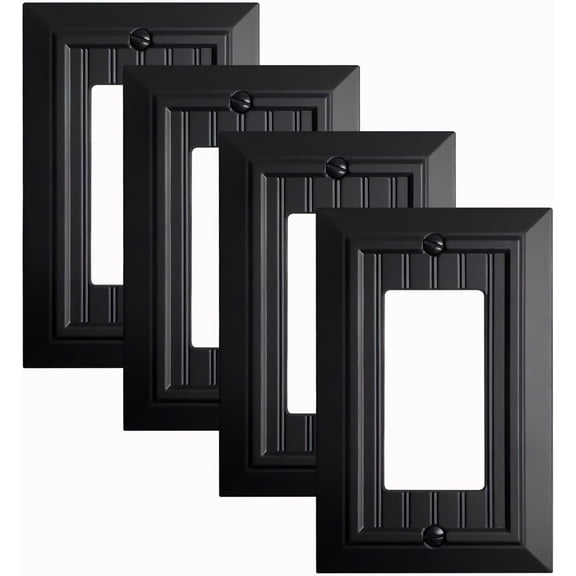 Funkiim Black Classic Beadboard Wall Plates,Light Switch Covers,Electrical Outlet Covers, Switch Plates of Various Combination, Nature Bamboo Fiber Wall plate (1 Gang Decorator 4PK)