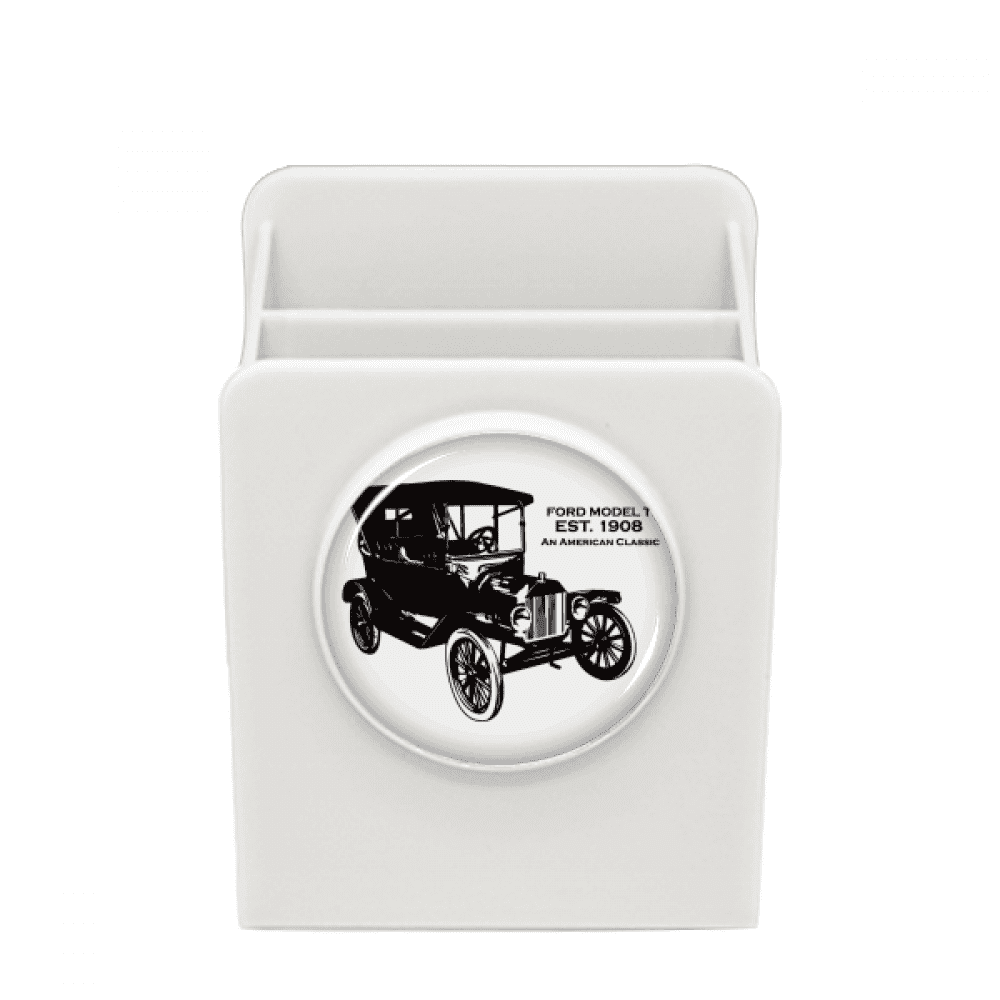 Black Classic Cars Mechanical Pattern Desk Pencil Holder Cup Pen Organizer