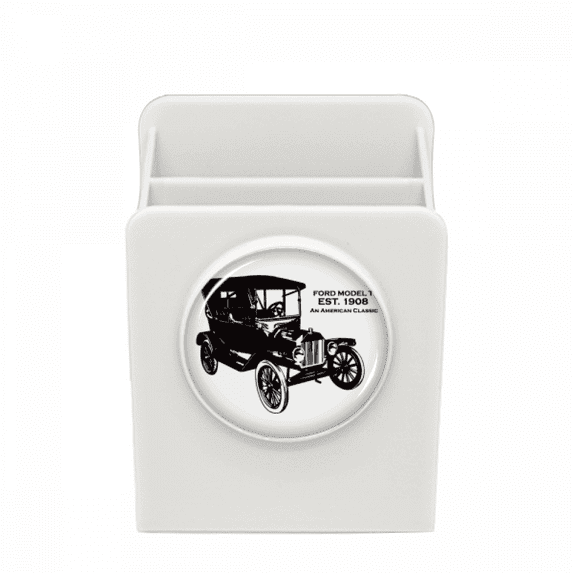 Black Classic Cars Mechanical Pattern Desk Pencil Holder Cup Pen Organizer