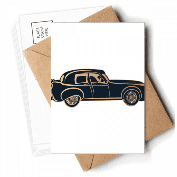 Black Classic Cars Pattern Outline Postcards Envelopes Blank Note Cards Mailing