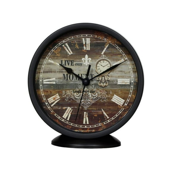 Black Classic Silent Desk Clocks Easy to Ready for Kitchen Bathroom Office 6.3" Height