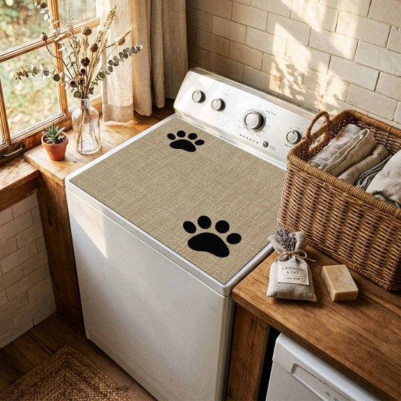 Black Claws Washer and Dryer Topper Dustproof Dryer Top Protector Mat Non Slip Vintage Minimalist Linen Brown Washing Machine Top Cover Pad for Laundry Room Kitchen Countertop Decor 27" x 27"