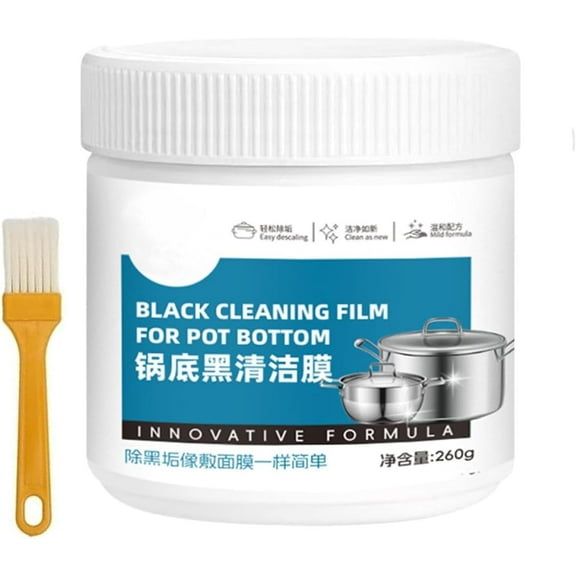 Black Cleaning Film for Pot Bottom, Pot and Pan Bottom Cleaner, Burnt Residue Remover, Burnt-On Grease Remover, Burnt Pan Cleaner, Powerful Burnt Residue Remover Paste for Cookware (1pcs)Q