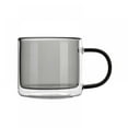 thumbnail image 1 of Black Clear 9 Oz Glasses Mug Double Wall Cup Coffee Glassware With Handle, Usd For Wine Tea Or Cappuccino for Women Men Gifts, 1 of 3
