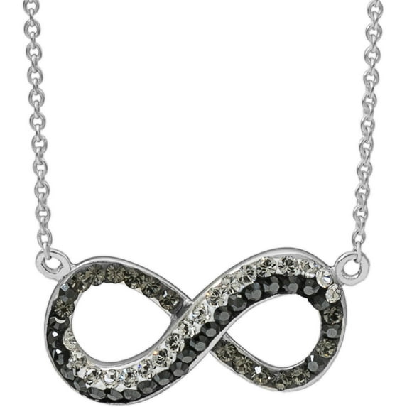 Brilliance Women's Fine Silver-Tone Infinity Pendant with Black & Clear Crystals